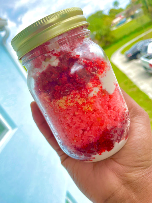 Red Velvet/Strawberry Shortcake Cake Jar